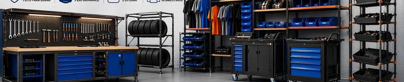 Workbenches, storage racks and tool trolleys